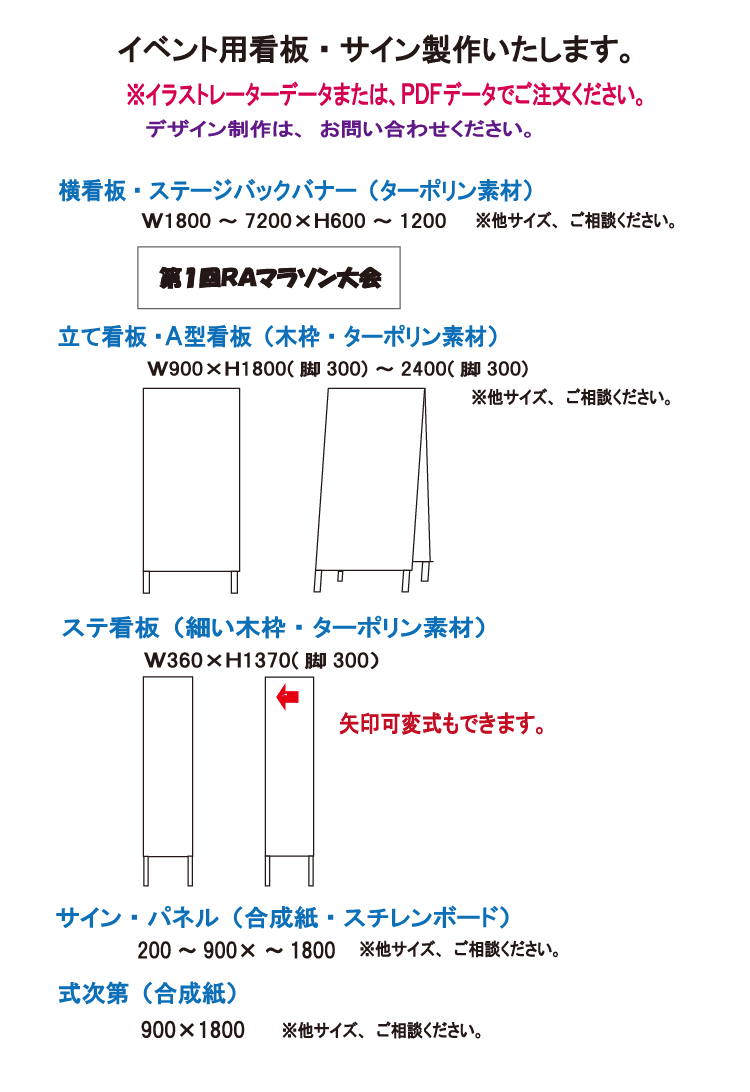 看板製作案内 千葉県のイベントレンタルショップ レントオール千葉